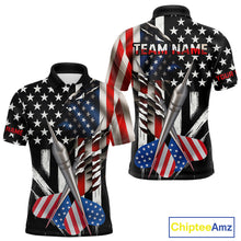 Load image into Gallery viewer, Custom USA Flag Dart Arrow Dart Men Polo Shirt Grunge Patriotic Dart Team Jerseys NYN1627