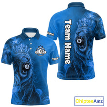 Load image into Gallery viewer, Personalized Blue Grunge Smoke Crown Lion 8 Ball Pool Billiard Shirts For Men Billiard Attire Gifts NYN2827