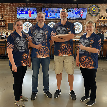 Custom Fire Flame Orange Dartboard  Funny Lion Women Dart Jerseys Outfits Dart Polo & 1/4-Zip Shirt NYN3033