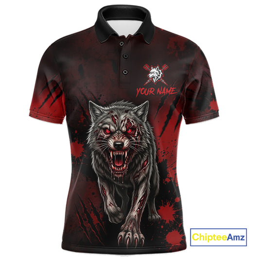 Black And Red Claws Wolfs Darts Shirt For Men Custom Thunder Lightning Team Darts Jersey NYN3039