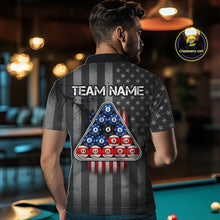 Load image into Gallery viewer, Grunge US Flag Blur 8 Ball Pool Billiard Team Shirt For Men Custom Patriotic Billiards Ball Attire NYN2470