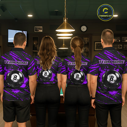 Purple Splatter Ball 8 Billiard Jerseys For Women Custom Funny Bulldog Billiard Team Jersey NYN2829