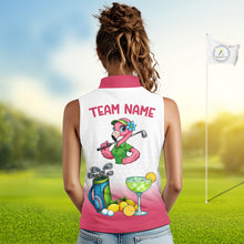 Load image into Gallery viewer, Womens Flamingo Tropical Sleeveless Polo Golf Shirts Custom Pink And White Ball Golf Attire For Golfers NYN3061