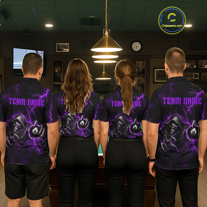 Custom Purple Grim Reaper Thunder 8 Ball Pool Billiard Shirt For Men,  Billiard Team Jersey NYN3780