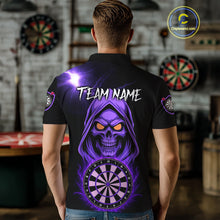 Load image into Gallery viewer, Custom Skeleton Purple Flames Dartboard Dart Men Polo Jerseys Outfits Dart Team Shirt NYN1664