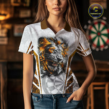 Load image into Gallery viewer, Yellow And White Grunge Tiger Dartboard Custom Women Darts Polo League Shirts Dart Jerseys NYN2839