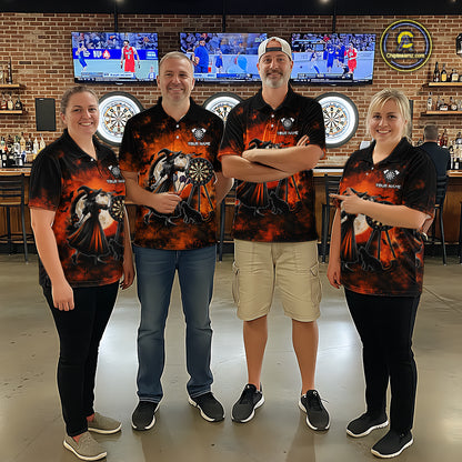 Orange Grunge Halloween Womens Dart Polo Quarter-Zip Shirts Custom Dart Team Outfits Jersey NYN4083