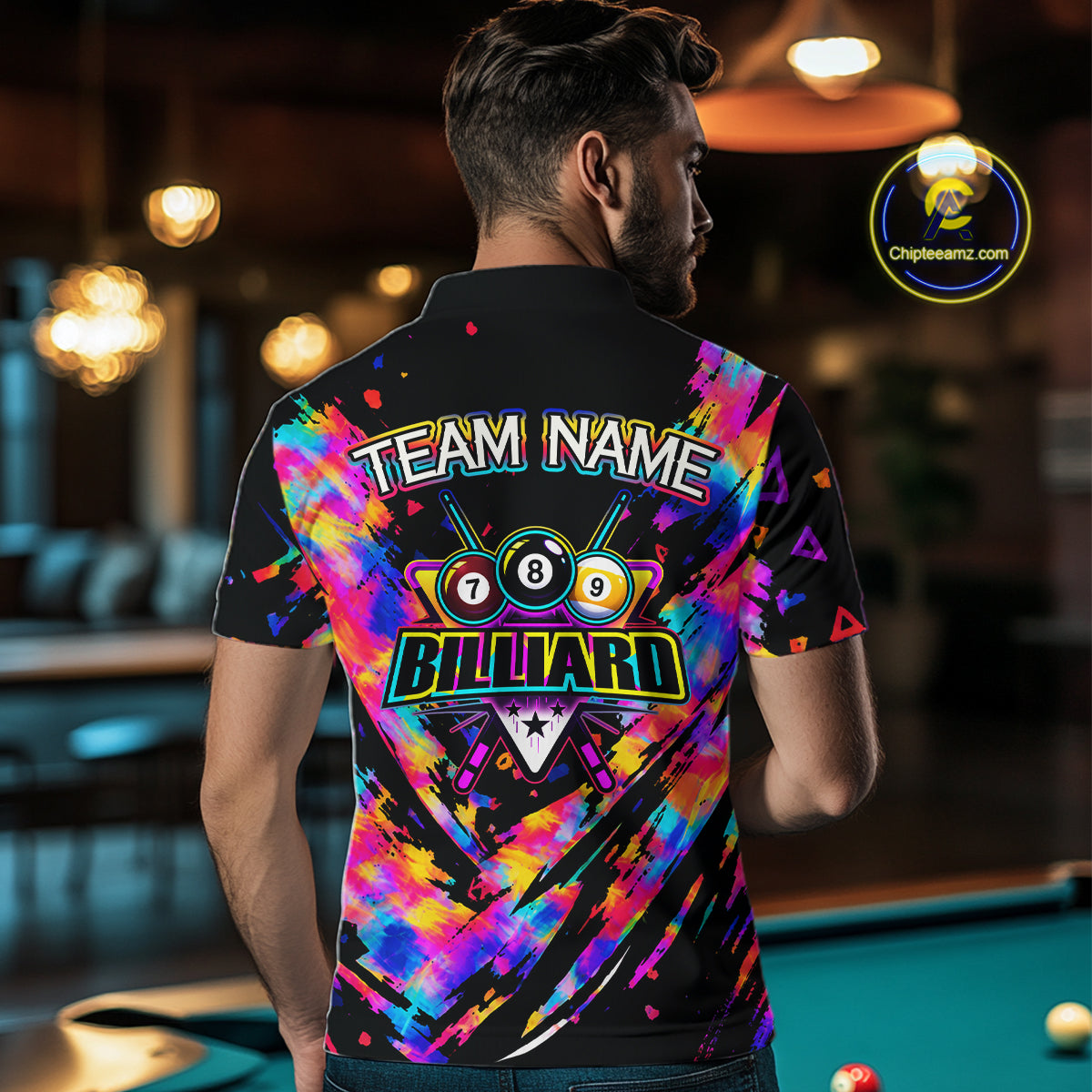 Personalized Colorful Paint Billiard Ball Shirt For Men Custom Billiard Pool Team Jersey NYN3225