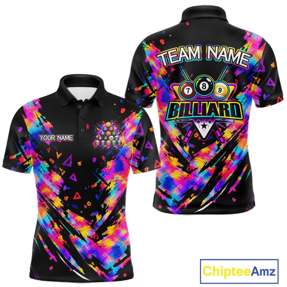 Personalized Colorful Paint Billiard Ball Shirt For Men Custom Billiard Pool Team Jersey NYN3225