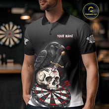 Load image into Gallery viewer, Dark Ravens Red Cracked Dartboard Custom Men Darts Polo Shirt Skull Gothic Dart Jerseys NYN1942