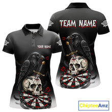 Load image into Gallery viewer, Dark Ravens Red Cracked Dartboard Custom Women Darts Quarter-Zip  Shirt Skull Gothic Dart Jerseys NYN1942