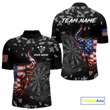 Load image into Gallery viewer, USA Flag Bull &amp; Dartboard Custom Grunge Men Darts 1/4-Zip Shirt Patriotic Darts Team Jersey NYN2717