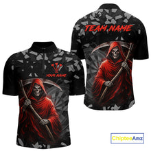 Load image into Gallery viewer, Red Grim Reaper Smoke Dartboard Custom Grunge Men Darts 1/4-Zip Shirt Darts Team Jersey NYN2719