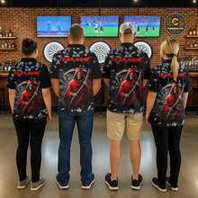 Load image into Gallery viewer, Red Grim Reaper Smoke Dartboard Custom Grunge Men Darts 1/4-Zip Shirt Darts Team Jersey NYN2719
