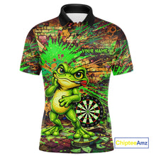 Load image into Gallery viewer, Personalized Funny Dart Shirt Cartoon Frog Dartboard Polo Quarter Zip Shirt Custom Team Shirt For Men NYN2858