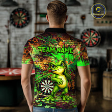Load image into Gallery viewer, Personalized Funny Dart Shirt Cartoon Frog Dartboard Polo Quarter Zip Shirt Custom Team Shirt For Men NYN2858