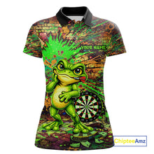 Load image into Gallery viewer, Personalized Funny Dart Shirt Cartoon Frog Dartboard Polo Quarter Zip Shirt Custom Team Shirt For Women NYN2858