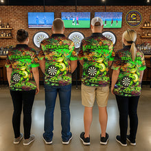 Load image into Gallery viewer, Personalized Funny Dart Shirt Cartoon Frog Dartboard Polo Quarter Zip Shirt Custom Team Shirt For Men NYN2858