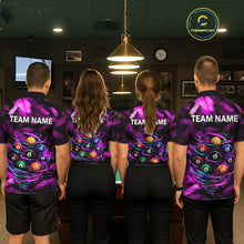 Load image into Gallery viewer, Men women billiard team wearing Neon Pink Light custom billiard uniforms, professional pool team jerseys