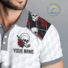 Load image into Gallery viewer, Red Roses Skull Pattern Golf Polo Shirts For Men Custom Bone Hand Golf Team Tournament NYN3254