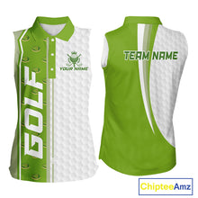 Load image into Gallery viewer, Green Golf Course Golf Sleeveless Polo Shirts For Women Custom Team Name White Golf Ball Jersey NYN3258