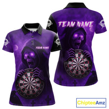 Load image into Gallery viewer, Custom Purple Ravens Grim Reaper Halloween Women Dart Polo Shirt Dart Team Jersey NYN1450