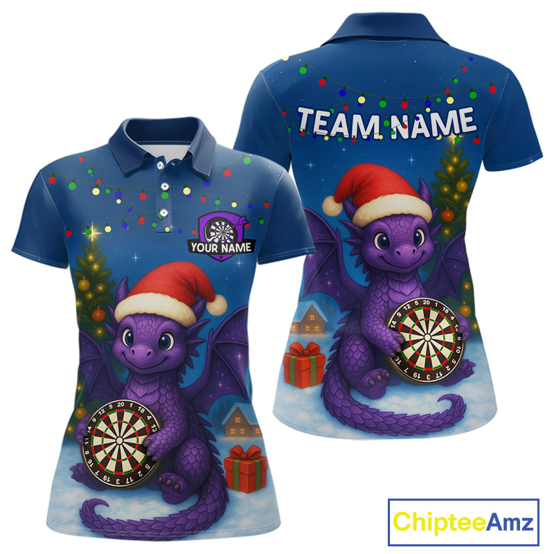 Custom Funny Dragon Dartboard Christmas Dart Polo Shirt For Women Xmas Gift Dart Jersey NYN1455