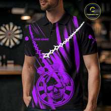 Load image into Gallery viewer, Custom White Chain Purple Skull Dartboard Dart Men Polo Jerseys Grunge Dart Shirt NYN1717