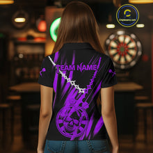 Load image into Gallery viewer, Custom White Chain Purple Skull Dartboard Dart Women Polo Jerseys Grunge Dart Shirt NYN1717
