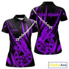 Load image into Gallery viewer, Custom White Chain Purple Skull Dartboard Dart Women Polo Jerseys Grunge Dart Shirt NYN1717