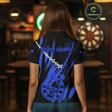 Load image into Gallery viewer, Custom White Chain Blue Skull Dartboard Dart Women Polo Jerseys Grunge Dart Shirt NYN1718