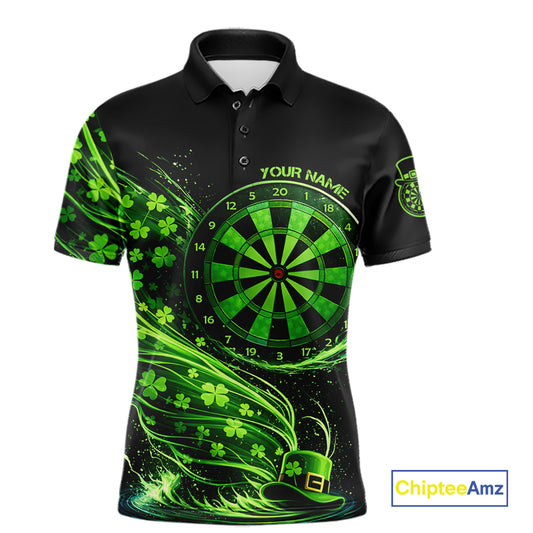 Funny Shamrock Tornado Dartboard Men Darts Polo Shirt Custom St Patrick's Day Darts Team Jersey NYN2532
