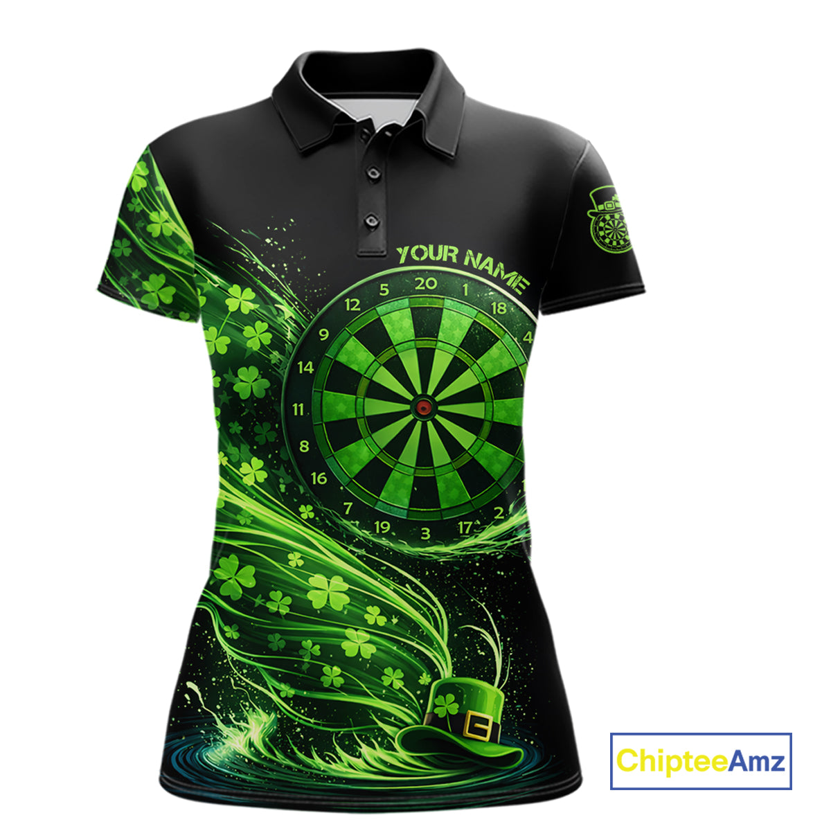 Funny Shamrock Tornado Dartboard Women Darts Polo Shirt Custom St Patrick's Day Darts Team Jersey NYN2532