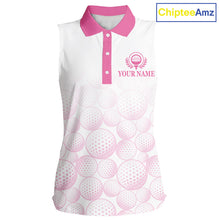 Load image into Gallery viewer, Pink Ribbon Breast Cancer Awareness Womens Sleeveless Polo Shirt Custom US Flag Patriotic Golf Shirt For Women NYN3099