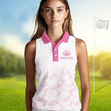 Load image into Gallery viewer, Pink Ribbon Breast Cancer Awareness Womens Sleeveless Polo Shirt Custom US Flag Patriotic Golf Shirt For Women NYN3099