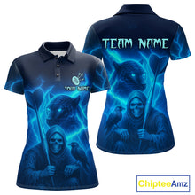 Load image into Gallery viewer, Custom Panther Lightning Blue Grim Reaper Dart Polo Shirt For Women Outfit Dart Team Jersey NYN1477