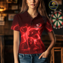 Load image into Gallery viewer, Custom Panther Lightning Red Grim Reaper Dart Polo Shirt For Women Outfit Dart Team Jersey NYN1478
