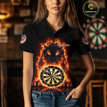 Load image into Gallery viewer, Custom Fire Flame Dartboard Horror Panther Dart Women Polo Jerseys Red Flame Dart Shirts NYN1732