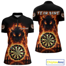 Load image into Gallery viewer, Custom Fire Flame Dartboard Horror Panther Dart Women Quarter-Zip Jerseys Red Flame Dart Shirts NYN1732