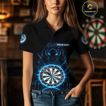 Load image into Gallery viewer, Custom Lightning Blue Dartboard Horror Panther Dart Women Polo Jerseys Outfits Dart Shirts NYN1733
