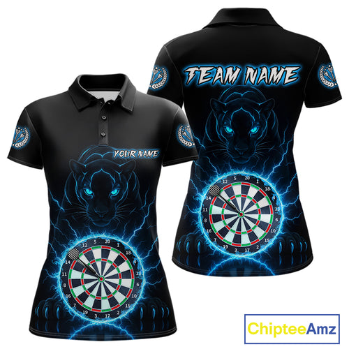 Custom Lightning Blue Dartboard Horror Panther Dart Women Polo Jerseys Outfits Dart Shirts NYN1733