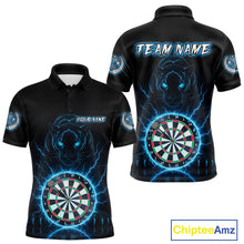 Load image into Gallery viewer, Custom Lightning Blue Dartboard Horror Panther Dart Men Polo Jerseys Outfits Dart Shirts NYN1733