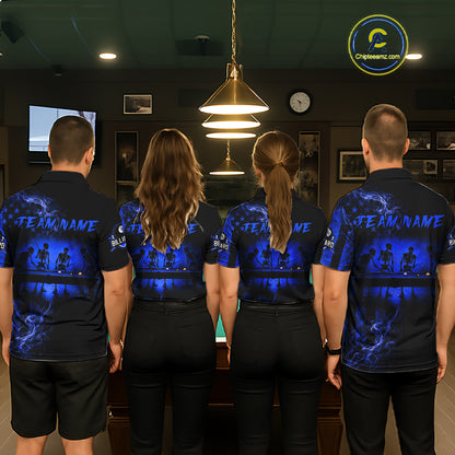 Blue Smokes American Flag 8 Ball Billiard Pool Shirt For Men Custom Billiard Skeleton Team Appeal NYN3288