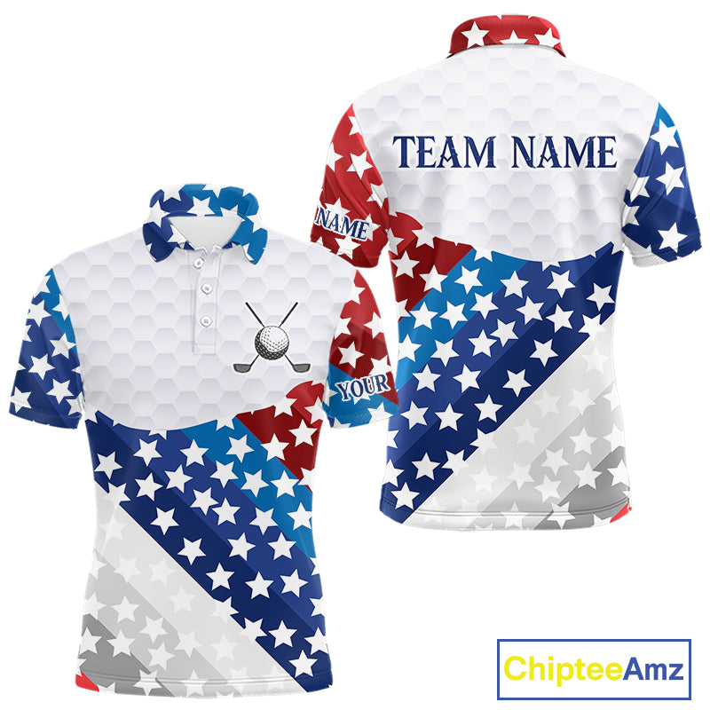 Mens Golf Polo Shirts Star Pattern Custom Patriotic Golf Team Shirts For Men, Golf Gifts NYN2915