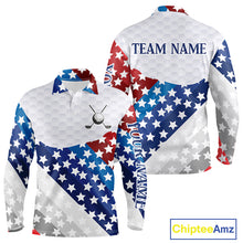 Load image into Gallery viewer, Mens Golf Polo Shirts Star Pattern Custom Patriotic Golf Team Shirts For Men, Golf Gifts NYN2915