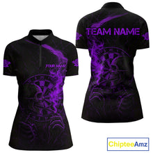 Load image into Gallery viewer, Purple Smoking Skeleton Bone Grunge Dartboard Custom Women Quarter-Zip Dart Jerseys Dart Gifts NYN2035
