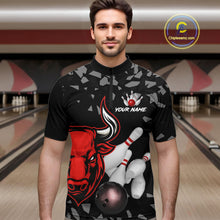 Load image into Gallery viewer, Funny Bull Grunge Red Bowling Polo &amp; 1/4 Zip Shirts For Men Custom Outftis Team Bowling Jerseys NYN3129