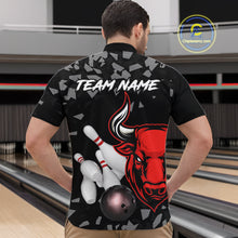 Load image into Gallery viewer, Funny Bull Grunge Red Bowling Polo &amp; 1/4 Zip Shirts For Men Custom Outftis Team Bowling Jerseys NYN3129