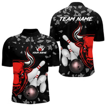 Load image into Gallery viewer, Funny Bull Grunge Red Bowling Polo &amp; 1/4 Zip Shirts For Men Custom Outftis Team Bowling Jerseys NYN3129