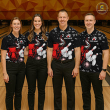 Load image into Gallery viewer, Funny Bull Grunge Red Bowling Polo &amp; 1/4 Zip Shirts For Men Custom Outftis Team Bowling Jerseys NYN3129